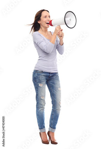 Photo: Attractive woman with megaphone Attractive woman with megaphone