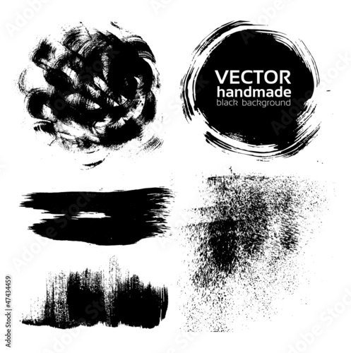 Vector: Vector handmade brush strokes set painted by ink Vector handmade brush strokes set painted by ink