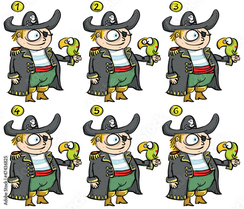 Vector: Pirates ... Match-up alike ... solution No. 1 and 5 Pirates ... Match-up alike ... solution No. 1 and 5