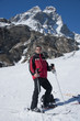 man staying on the slope under the Matterhorn