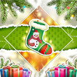 Christmas sock with snowman and gifts