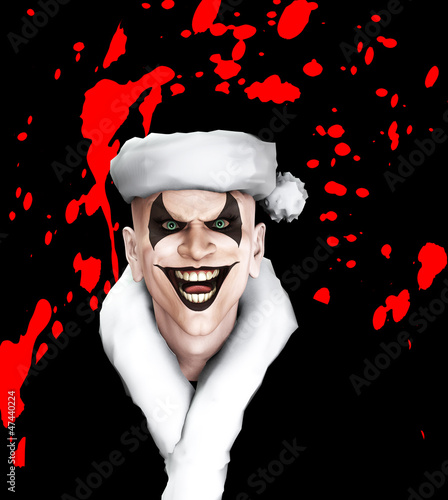 Illustration: Evil Santa Clown With Blood Evil Santa Clown With Blood