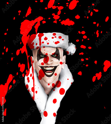 Illustration: Evil Santa Clown With Blood Evil Santa Clown With Blood