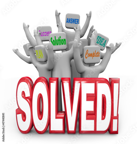 Illustration: Solved People Cheering Solution Answer Plan Goal Achieved Solved People Cheering Solution Answer Plan Goal Achieved
