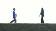 Couple jogging outdoors, super slow motion, shot at 480fps