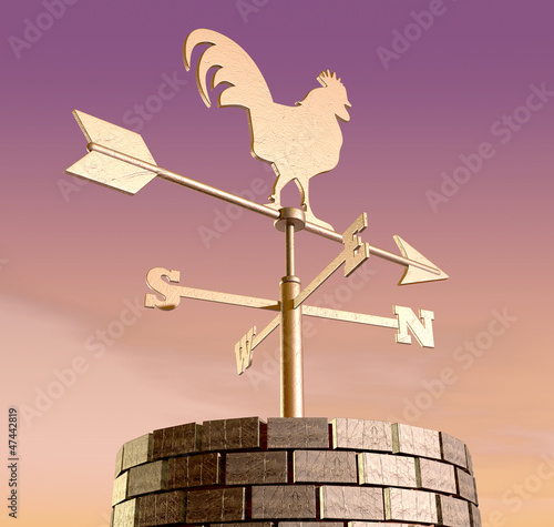 Illustration: Weathervane Cockerel Chimney Dawn Weathervane Cockerel Chimney Dawn