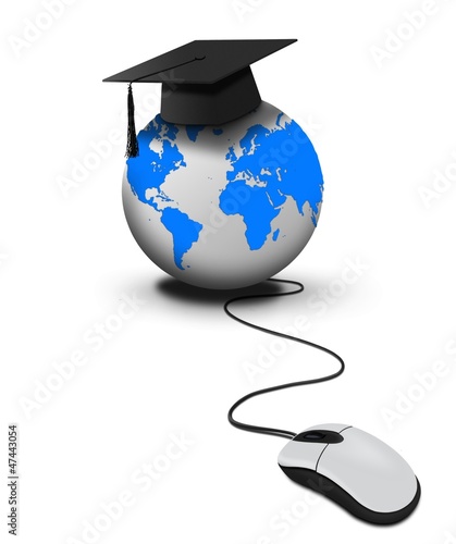 Illustration: Online world wide education with mouse click Online world wide education with mouse click
