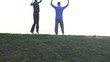 Couple running up the hill