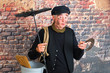 Chimney sweep with horseshoe