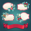 vintage christmas label banner set