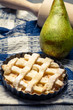 Closeup of tart made ​​with fresh pears