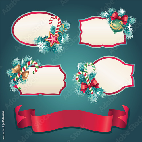Vector: vintage christmas label banner set vintage christmas label banner set