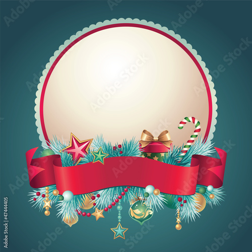 Vector: Christmas vintage greeting banner badge Christmas vintage greeting banner badge