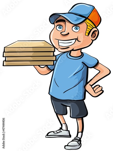 Vector: Cartoon pizza delivery boy Cartoon pizza delivery boy