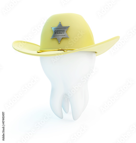 Illustration: tooth, hat sheriff tooth, hat sheriff