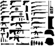 Illustration of army armament on white background