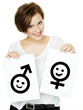 Woman shows her emotions of unisex rules