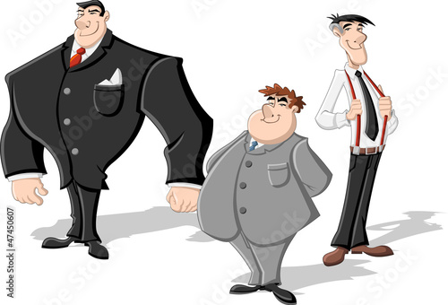 Vector: Group of three cartoon business men. Professionals. Group of three cartoon business men. Professionals.