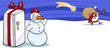 Santa Claus and snowman cartoon card