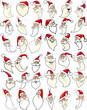 cheerful santa claus cartoon faces icons big set