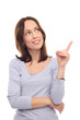 Attractive young woman pointing