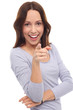 Attractive woman pointing at you