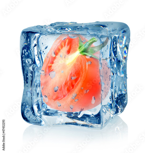 Photo: Ice cube and tomato Ice cube and tomato