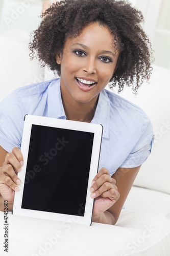 Photo: African American Girl Young Woman Tablet Computer African American Girl Young Woman Tablet Computer