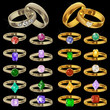 Jewelry set of gold, silver and wedding rings with jewels