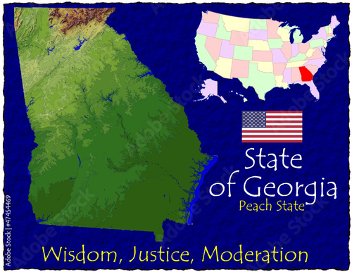 Vector: Georgia USA State map location nickname motto Georgia USA State map location nickname motto