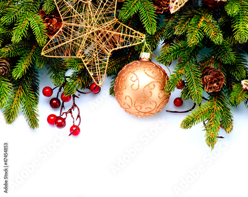 Photo: Christmas. New Year Decorations Isolated on White Background Christmas. New Year Decorations Isolated on White Background