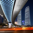 Shanghai City at sunset with light trails;