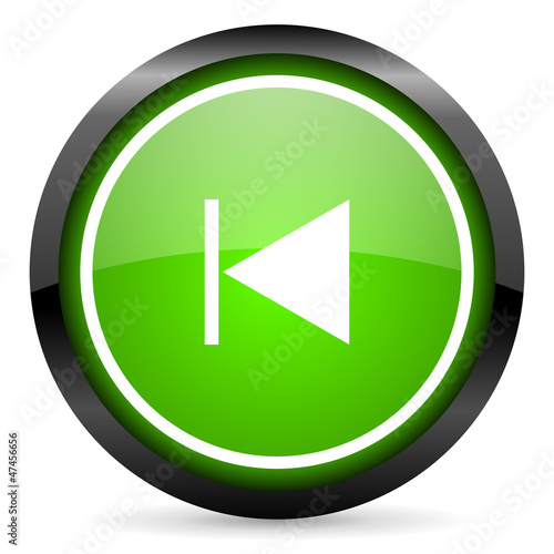 Illustration: prev green glossy icon on white background prev green glossy icon on white background