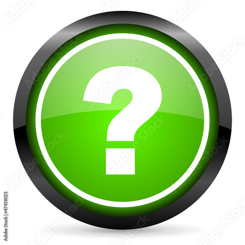 Illustration: question mark green glossy icon on white background question mark green glossy icon on white background