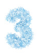 Number 3, frosty snowflakes