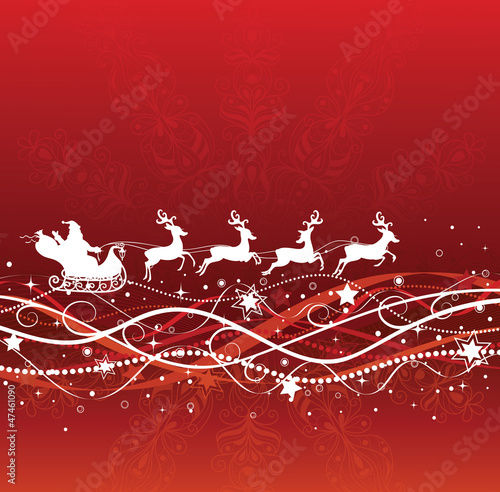 Vector: Santa and deers. Santa and deers.