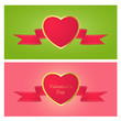 red valentins heart with ribbon.