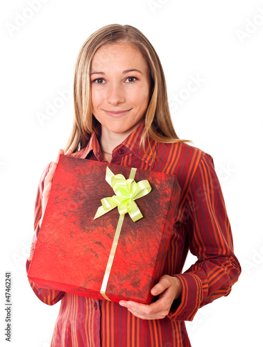 Photo: Sweet young girl with christmas presents Sweet young girl with christmas presents