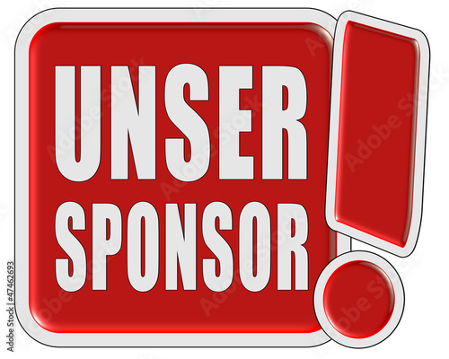 Illustration: !-Schild rot quad UNSER SPONSOR !-Schild rot quad UNSER SPONSOR