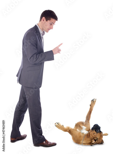 Photo: man and boxer man and boxer