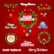 Vector: set christmas wreath, balls, label. New year Greeting Card set christmas wreath, balls, label. New year Greeting Card