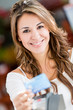 Shopper paying by credit card