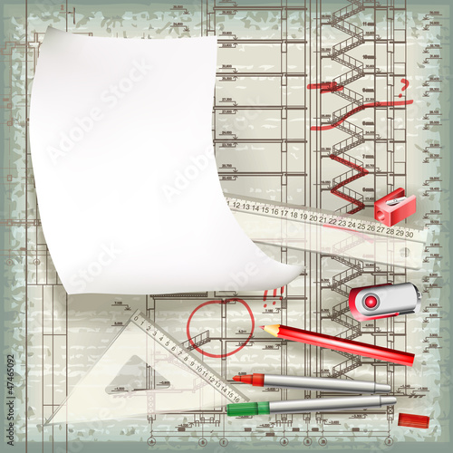 Vector: Architectural drawing in the process of correction. Eps10 Architectural drawing in the process of correction. Eps10