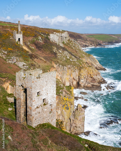 Photo: Cornish mines on the cliffs Cornish mines on the cliffs