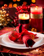 Christmas Table Setting. Holiday Decorations