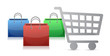 shopping bags and a shopping cart