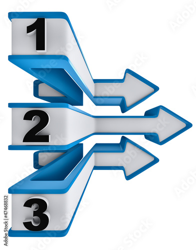 Illustration: One two three - symbol progress for three steps One two three - symbol progress for three steps