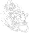 Santa, Reindeer and Snowman in a sleigh