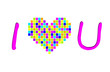 I love U amorous feelings as pixel heart