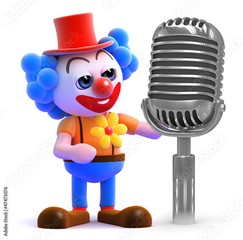 Illustration: Clown with old microphone Clown with old microphone